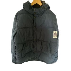 Lucky Brand Men's Navy Blue Puffer Full Zip Jacket with Hood Sz Small NWT